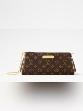 Louis Vuitton Monogram Eva Canvas Wristlet in Brown with Gold Hardware